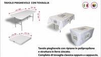 Tavola pieghevole con tovaglia cm 180x76x75h